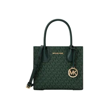 MICHAEL KORS Cow Leather Trunk Bag, Shoulder Bag, Crossbody Bag, Handbag Medium Size Women's Dark Brown & Green