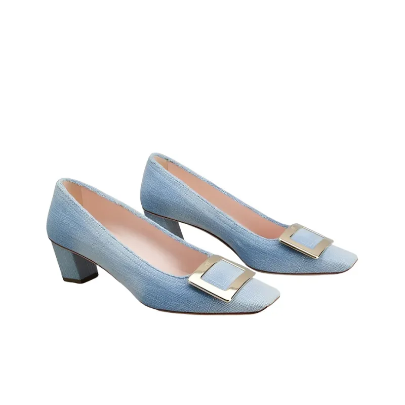 Roger Vivier Chunky Heel High Heels Women's Light Blue-1