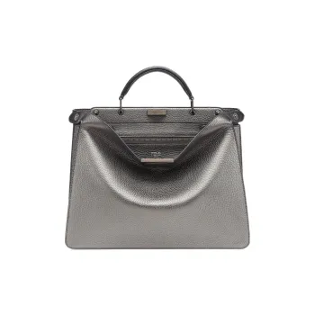 FENDI Peekaboo ISeeU Cow Leather Shoulder Bag, Crossbody Bag, Handbag Medium Size Men's Gray