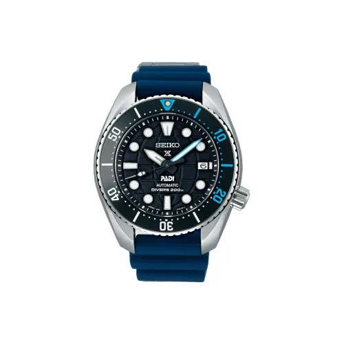 SEIKO Mechanical Movement Silicone Strap Watch Men's Watches Blue Dial