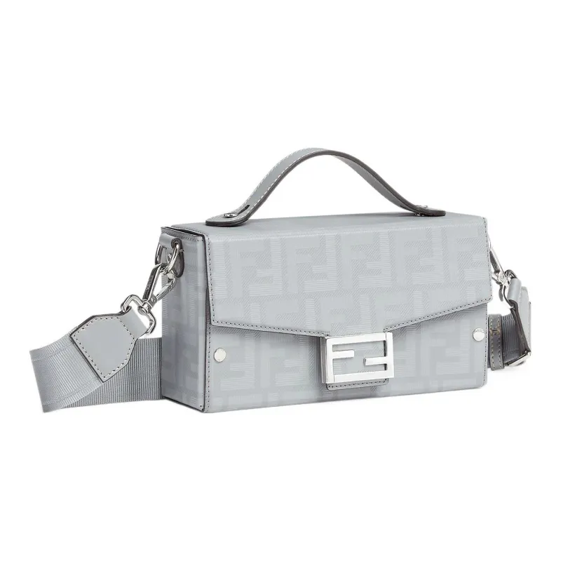 FENDI Baguette Calfskin Shoulder Bag, Crossbody Bag, Handbag Regular Men's Gray-1