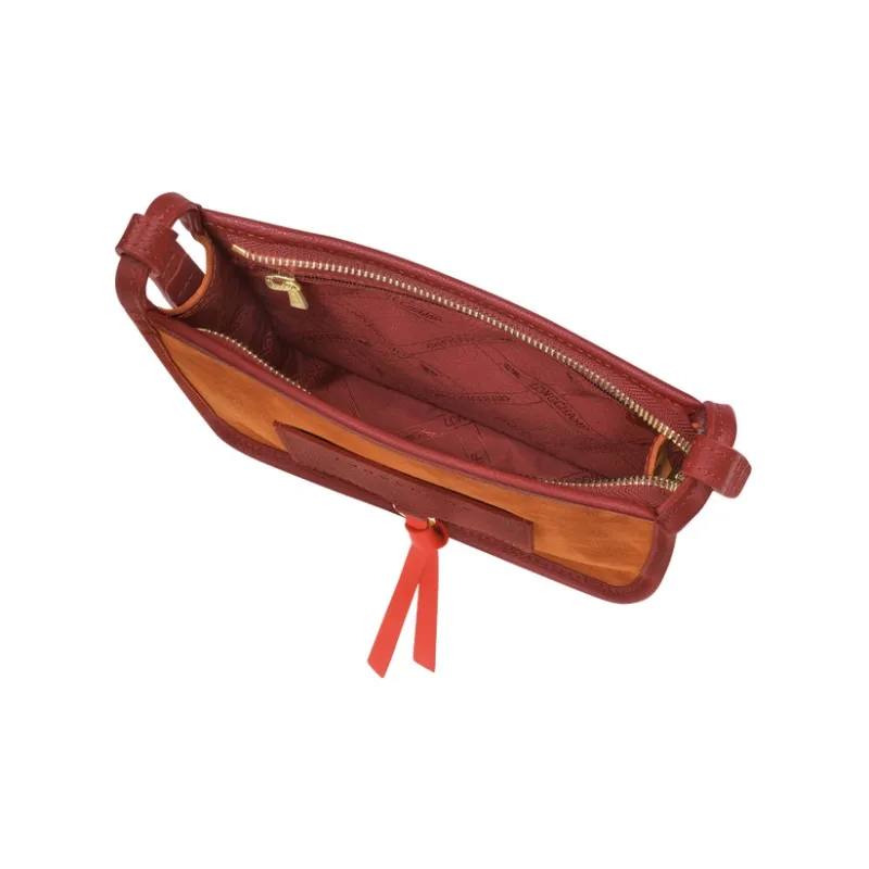 LONGCHAMP Le Foulonné Calfskin Shoulder Bag Crossbody Bag Small Size Women's Orange-3