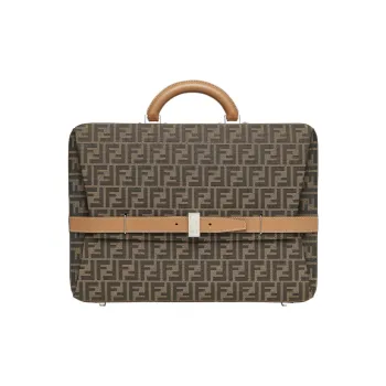 FENDI Fabric With Leather Suitcase Handbag Men's Brown