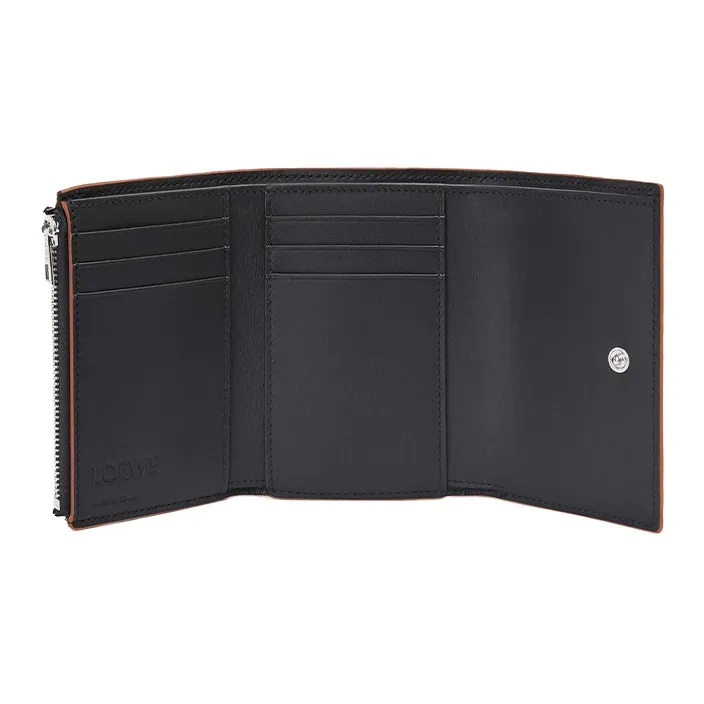 LOEWE Puzzle Smooth Calf Leather Wallet Small Size Men's Black-3