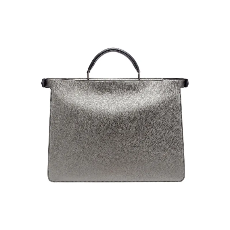FENDI Peekaboo ISeeU Cow Leather Shoulder Bag, Crossbody Bag, Handbag Medium Size Men's Gray-3