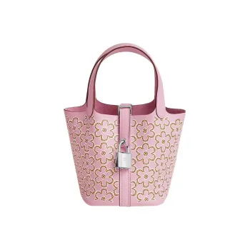 HERMES Picotin Lock Swift Calfskin Basket Bag Bucket Bag Handbag Women's Brocade Gourd Purple/Copper Red/White
