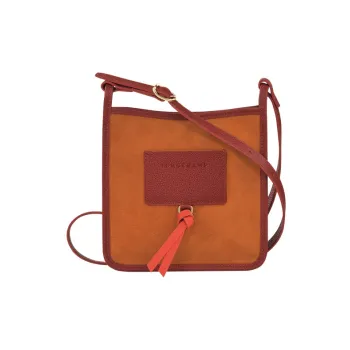 LONGCHAMP Le Foulonné Calfskin Shoulder Bag Crossbody Bag Small Size Women's Orange