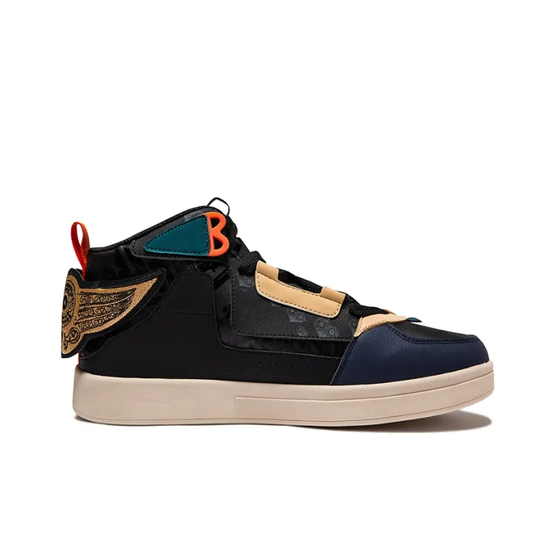 Erke Henan Museum Skateboard Shoes Men Mid Top Jet Black/Warm Linen-1