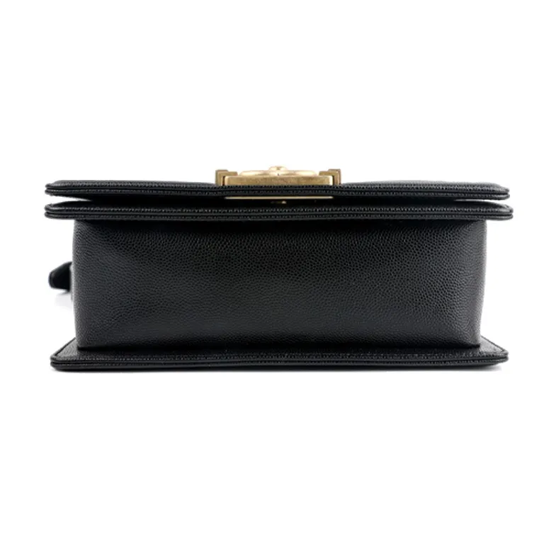 CHANEL Leboy Litchi Grain Embossed Cow Leather Flap Bag, Shoulder Bag, Crossbody Bag Trumpets Women's Black-3