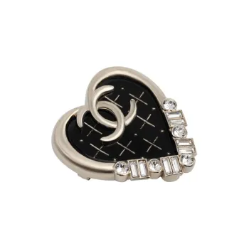 CHANEL 2022 Brass Enamel Cha Nel Logo Drop Push Back Costume Earrings