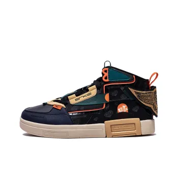 Erke Henan Museum Skateboard Shoes Men Mid Top Jet Black/Warm Linen