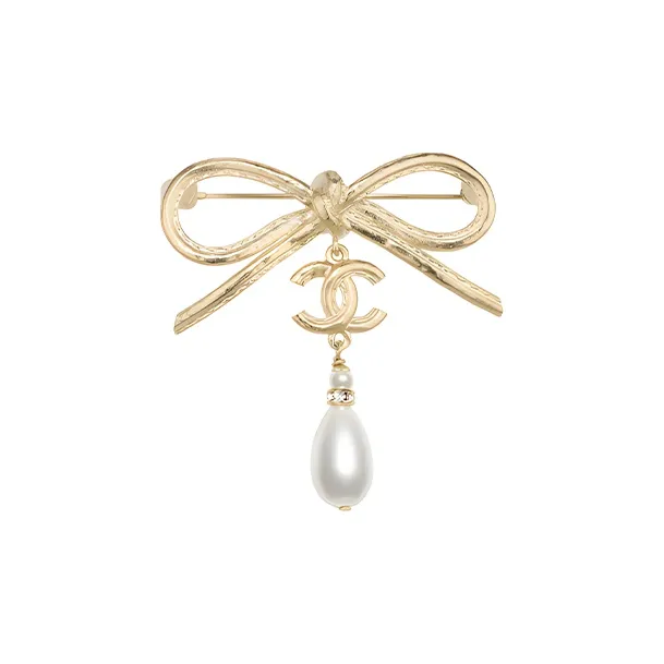 CHANEL Pre Owned 2000s Cc Bow detailed Brooch-0