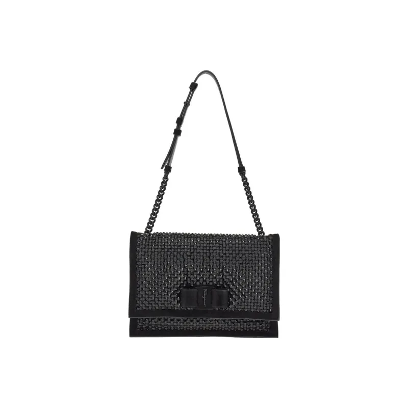 FERRAGAMO Cashmere Small Square Bag Shoulder Bag Women's Black-4