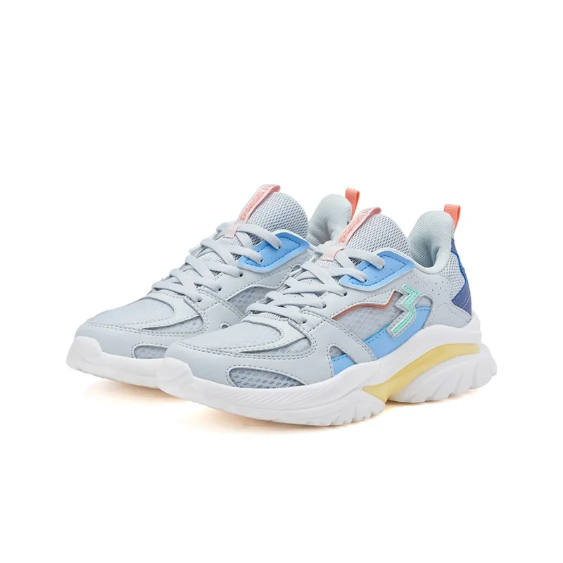 361° Abrasion Resistant Low Top Running Shoes Women's Gray Blue-3