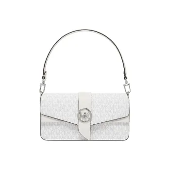 MICHAEL KORS Greenwich Cow Leather Shoulder Bag Medium Size Women's White