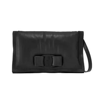 FERRAGAMO Viva Leather Shoulder Bag, Crossbody Bag Women's Black
