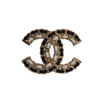 CHANEL Brooches Women's Black/Gold/White
