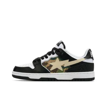 BAPE A BATHING APE Bape SK8 Sta Black White Embroidery Heel Patch