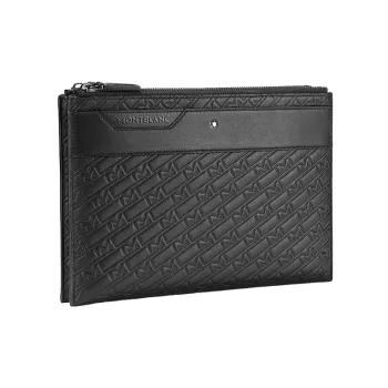 MONTBLANC All Black Cow Leather Clutch Regular Men's Black