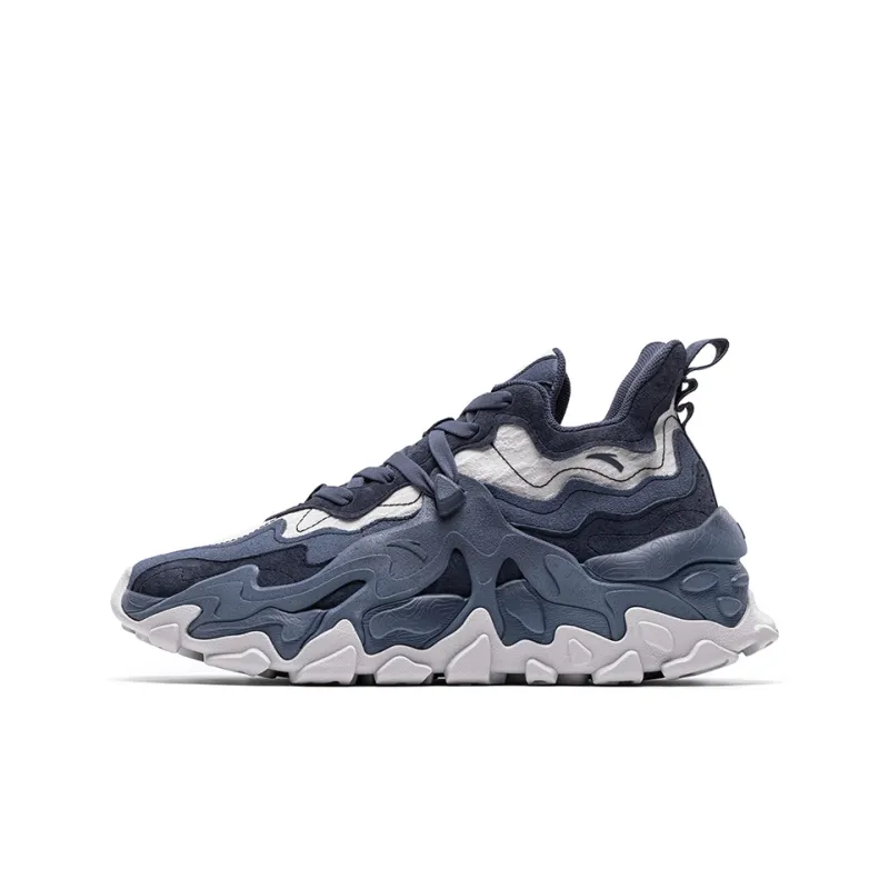 Anta Cocoon Distress Version 2.0 Breathable Low Top Sports Casual Shoes Men's Gray Blue-0