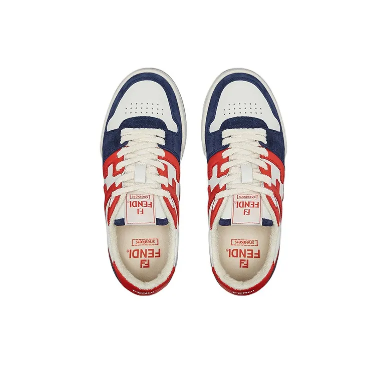 FENDI Match Navy Red Suede Women's-3