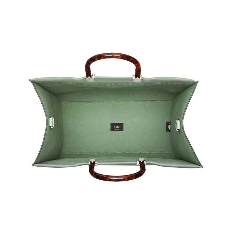 FENDI Sunshine Calfskin Tote Bag Shopping Bag Shoulder Bag Crossbody Bag Handbag Large Size Women's Mint Green-4