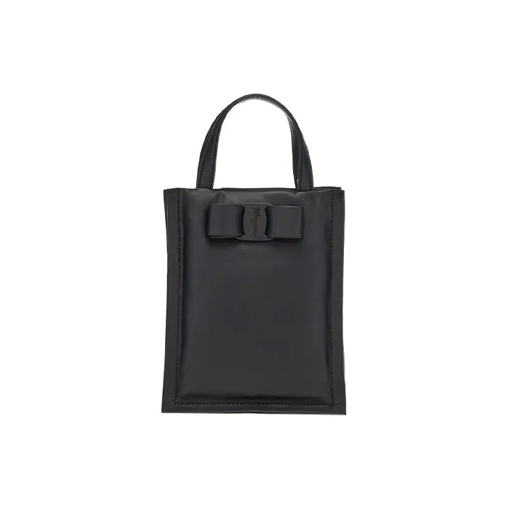 FERRAGAMO Leather Small Square Bag Handbag Women's Black-0