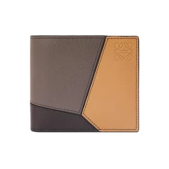 LOEWE Puzzle Calfskin Wallet Men's Light Warm Desert/Chocolate