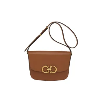 FERRAGAMO Leather Saddle Bag, Shoulder Bag, Crossbody Bag Women's Brown