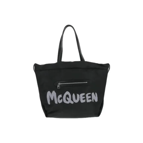 Alexander McQueen Graffiti Logo Shopper Tote Black/White