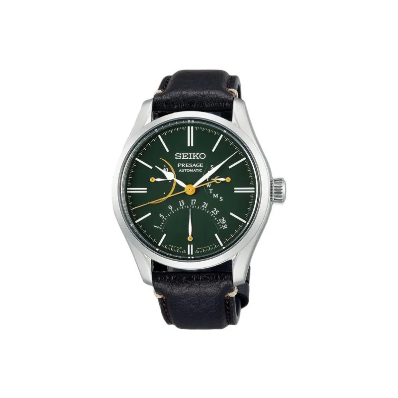 SEIKO Automatic Mechanical Movement Cowhide Strap Watch Men's Watches Green Dial-0