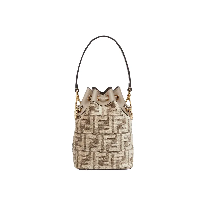 FENDI Mon Tresor Calfskin Trim Bucket Bags Shoulder Bag Crossbody Bag Handbag Mini Women's Light Brown-2