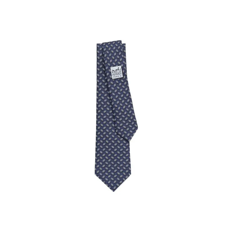 HERMES Ties Men Navy Blue-0