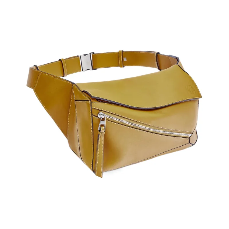 LOEWE Puzzle Smooth Calf Leather Sling Bag, Fanny Pack Small Size Men's Ochre-2