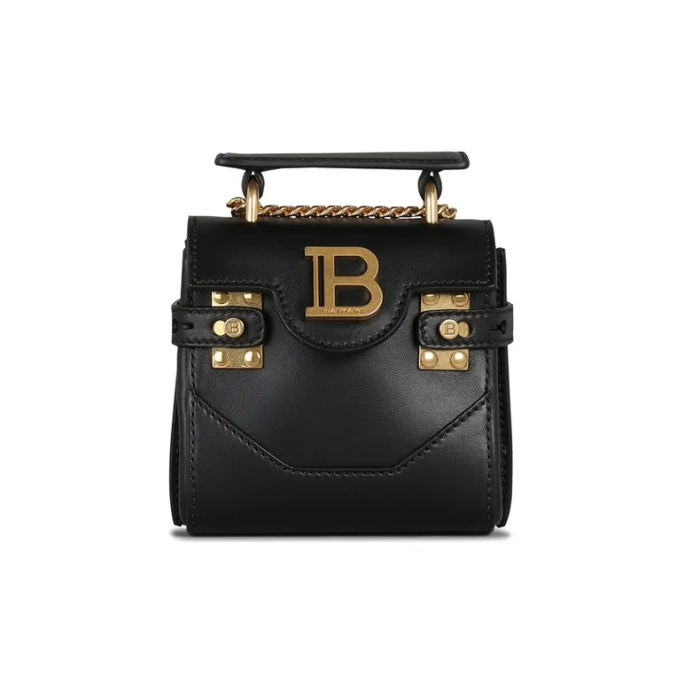 BALMAIN B-BUZZ Cow Leather Portable Crossbody Bag Shoulder Bag Mini Women's Black-0