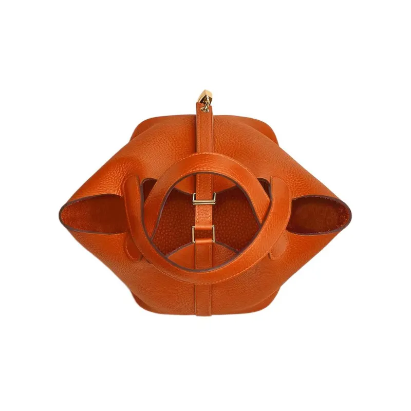 HERMES Picotin Clemence Bullock Leather Basket Bag Handbag Bucket Bag 18 Women's 93 Orange Hermes Orange/Orange-3