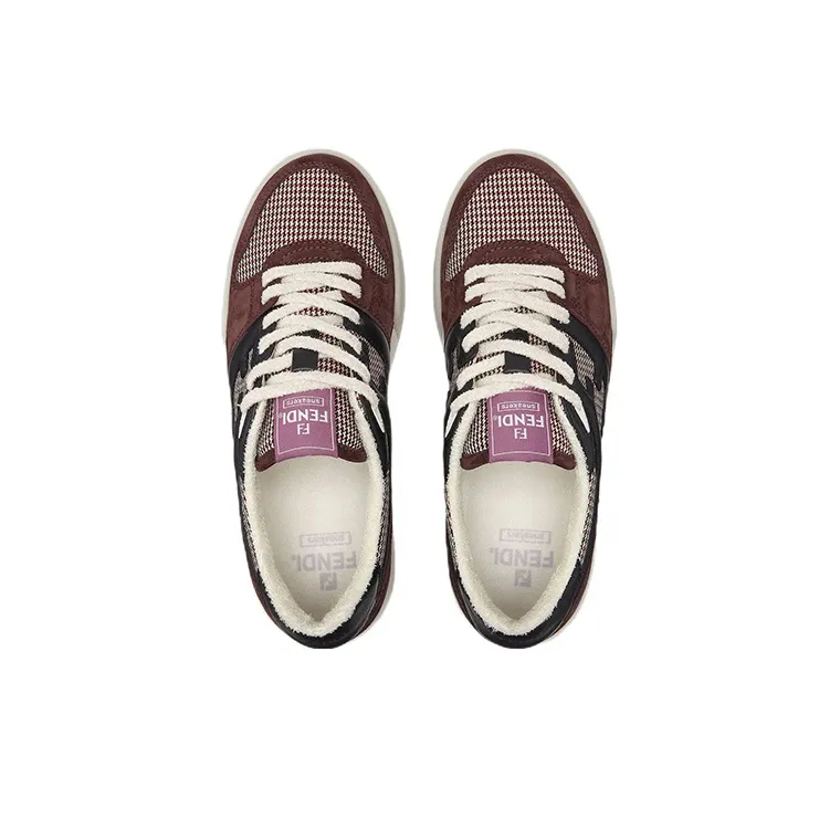 FENDI Match Low Top Stylish Skateboarding Shoes Men's Red Black-3