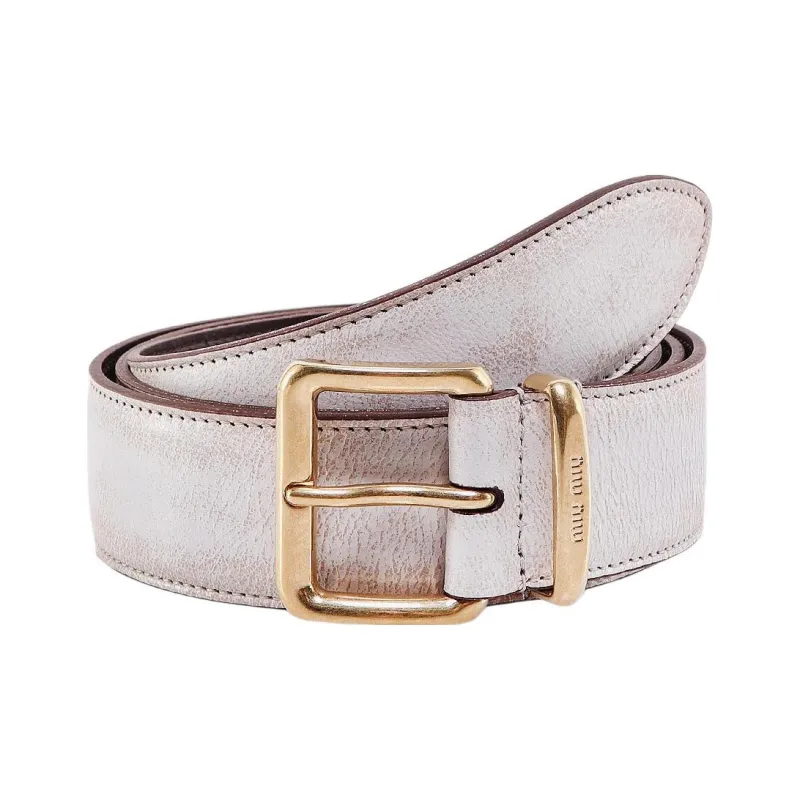 MIU MIU Leather Belts Women's White-1