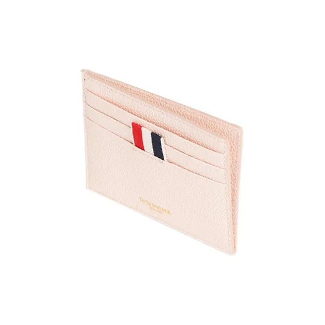 THOM BROWNE· Pebble Texture Calfskin Card Holder Men's Light Pink-1