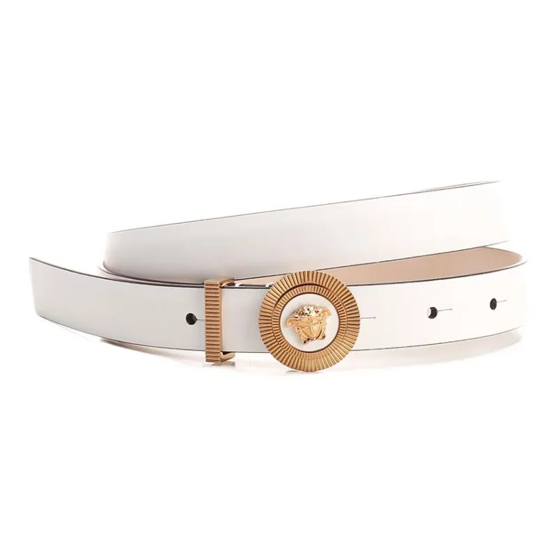 VERSACE Leather Belts Women's White-1