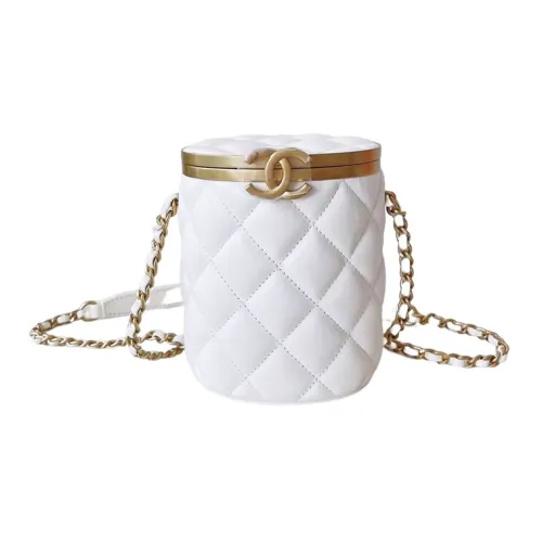 CHANEL Sheepskin Bucket Bag, Shoulder Bag, Crossbody Bag Women's White