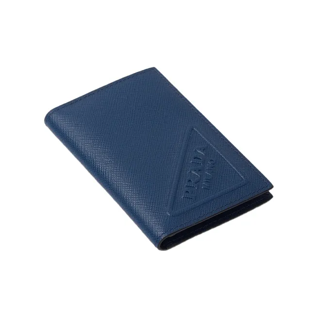 PRADA Saffiano Leather Card Holder Men's Dark Purple Blue-3