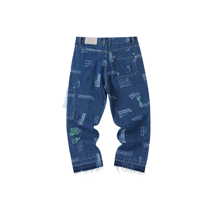 LAMLICKA Wide Leg Jeans Unisex Blue-1