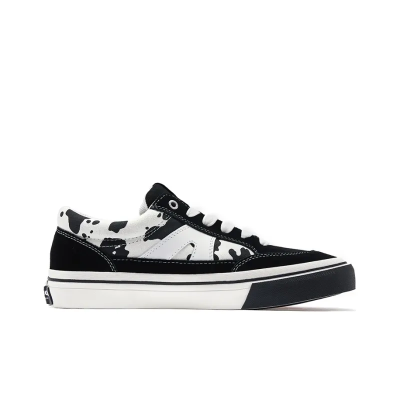 Vision Street Wear Stick Low Top Skateboard Shoes Unisex Black White Cow Pattern-1
