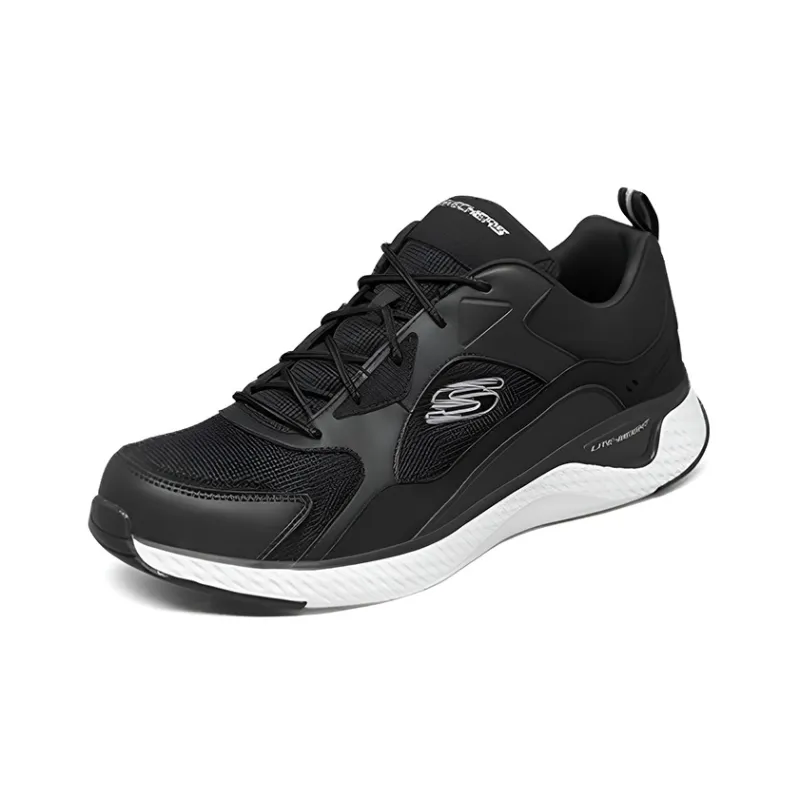 Skechers Solar Fuse Cushioning Anti-Slip And Wear-Resistant Low-Top Casual Running Shoes Men's Black White-2