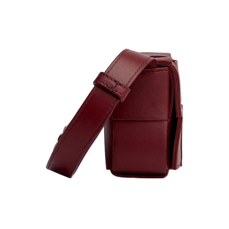 Bottega Veneta Candy Cassette Crossbody Bag Mini Intreccio Bordeaux-2