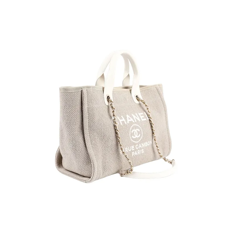 CHANEL Woven Tote Bag, Shopping Bag, Handbag Trumpets Women's Camel-1