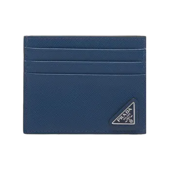 PRADA Saffiano Leather Card Holder Men's Blue