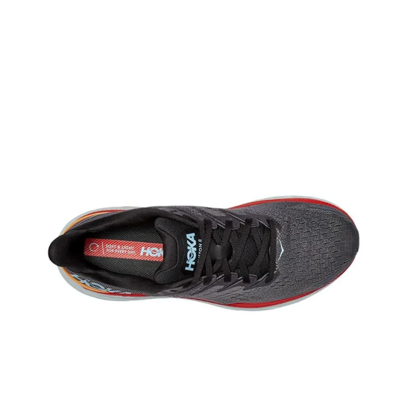 HOKA ONE ONE Clifton 8 Anthracite Castlerock Red-3
