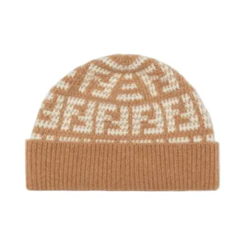 FENDI Cashmere Beanies Unisex Brown
